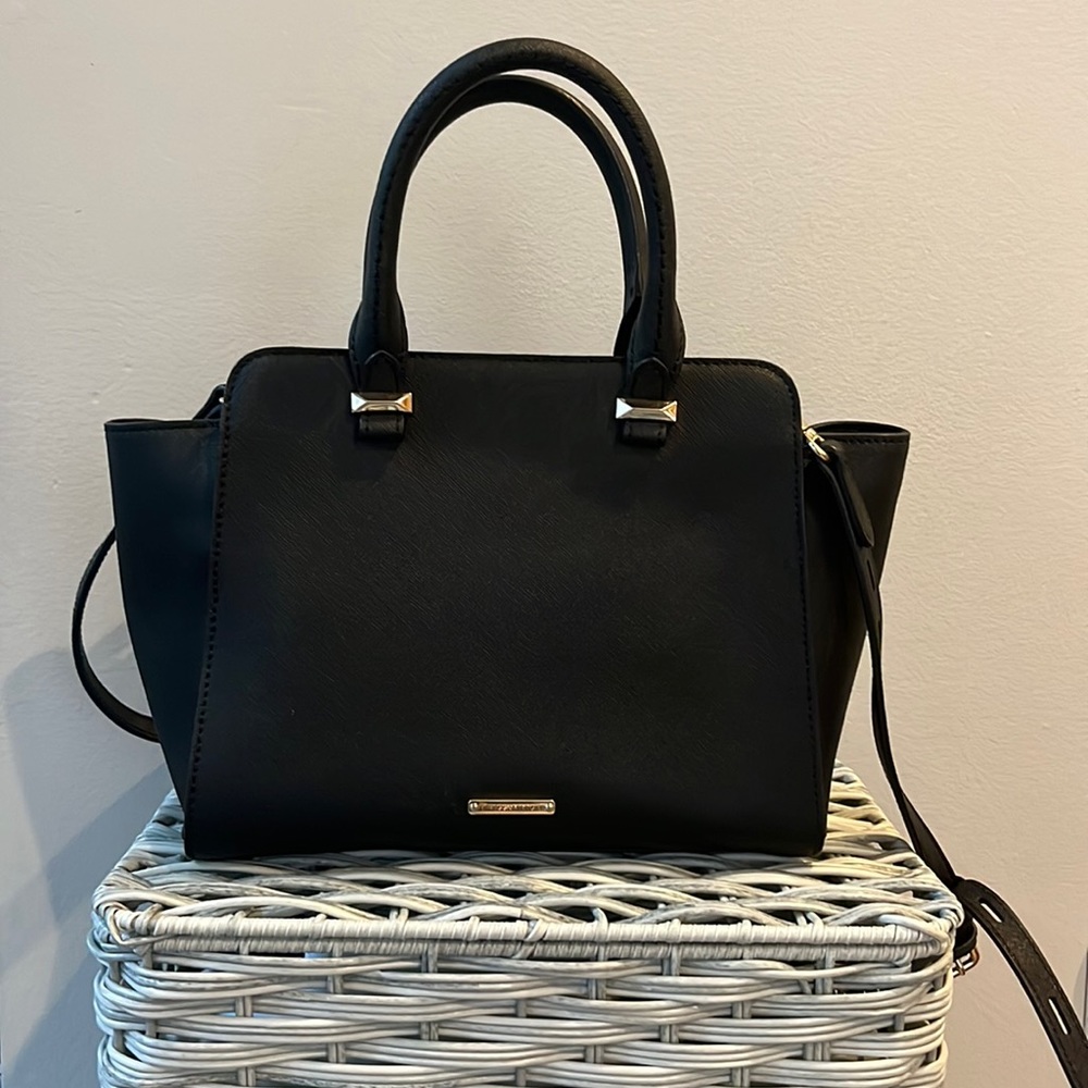 Rebecca Minkoff Hangbag black satchel with removeable adjustable strap .